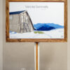 Tableau Chalet de montagne, et son cadre authentique en vieux bois de l'artiste Nicholas PERILLI en vue de face.