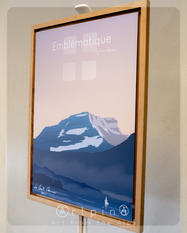 Tableau de Savoie - Granier Tableau de Savoie, Le Granier, et son cadre en chêne massif de l'artiste Nicholas PERILLI en vue de face.